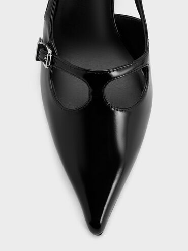 T-Bar Pointed-Toe Slingback Pumps, Black Box, hi-res