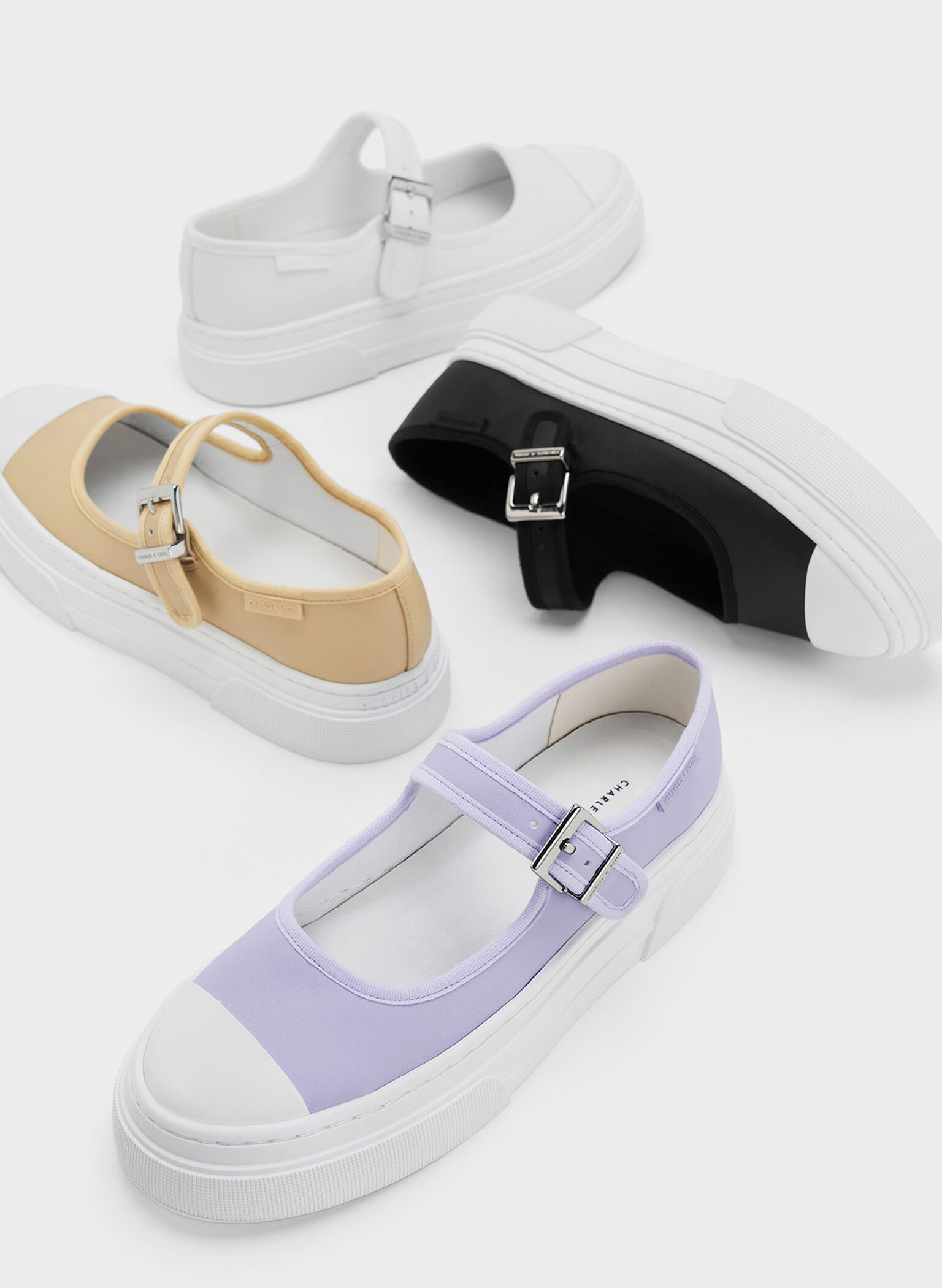 Two-Tone Mary Jane Sneakers, Beige, hi-res