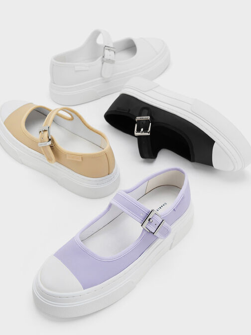 Two-Tone Mary Jane Sneakers, Beige, hi-res