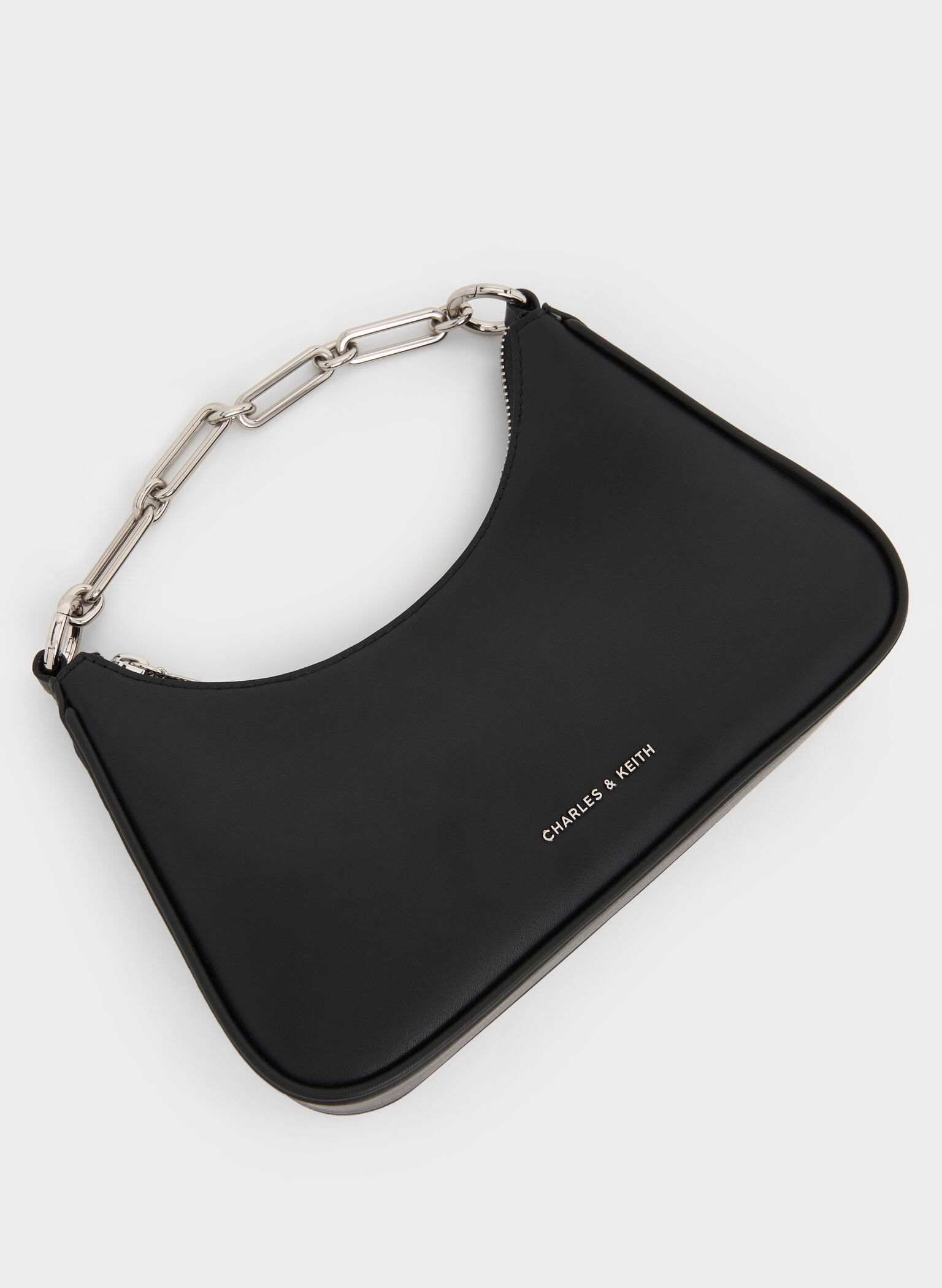 Lane Chain-Link Shoulder Bag, Noir, hi-res