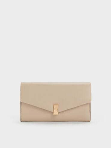 Lilibet Metallic-Accent Chain-Strap Long Wallet, Dusted Oat, hi-res