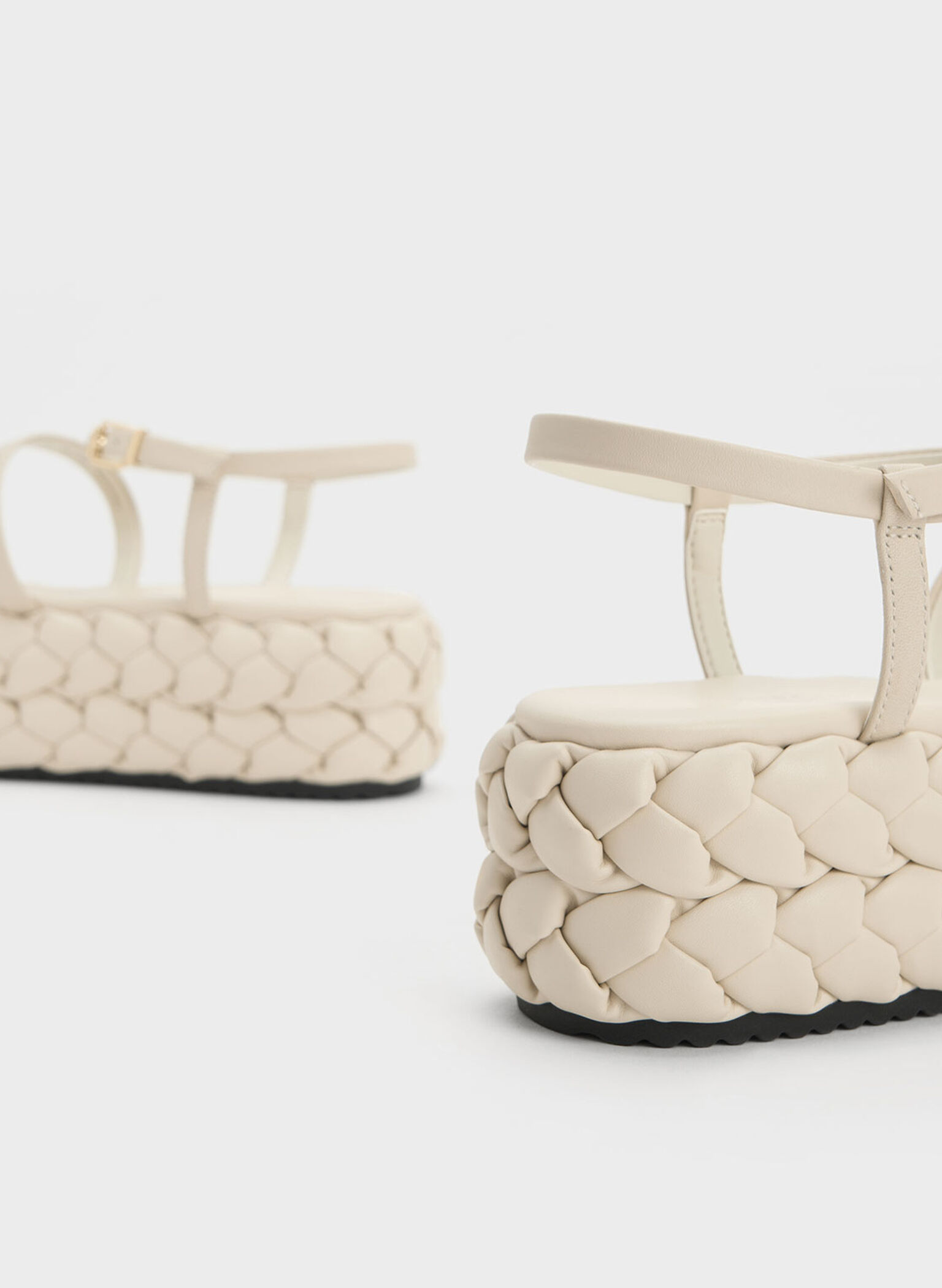 Tali Leather Braided Flatforms, Chalk, hi-res