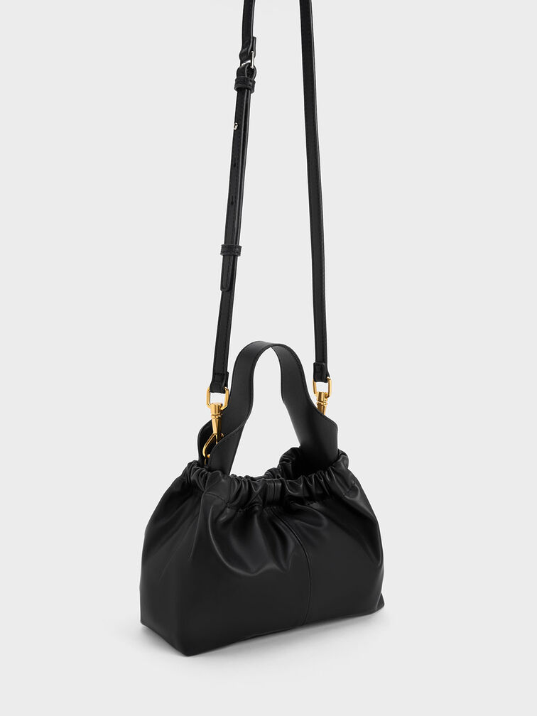 Ally Ruched Slouchy Bag, Black, hi-res