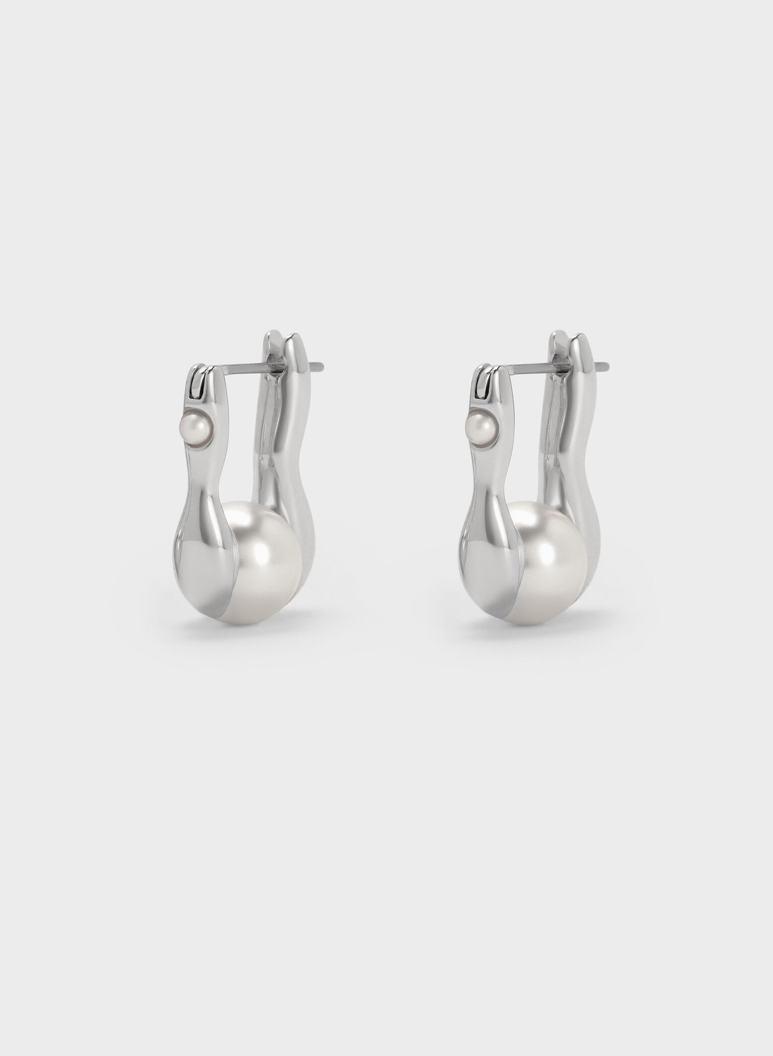 Corrine Pearl Sculptural Drop Earrings, Silver, hi-res