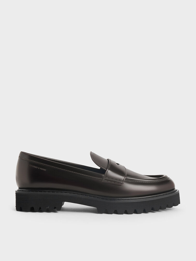 Kaiya Penny Loafers, Dark Brown, hi-res