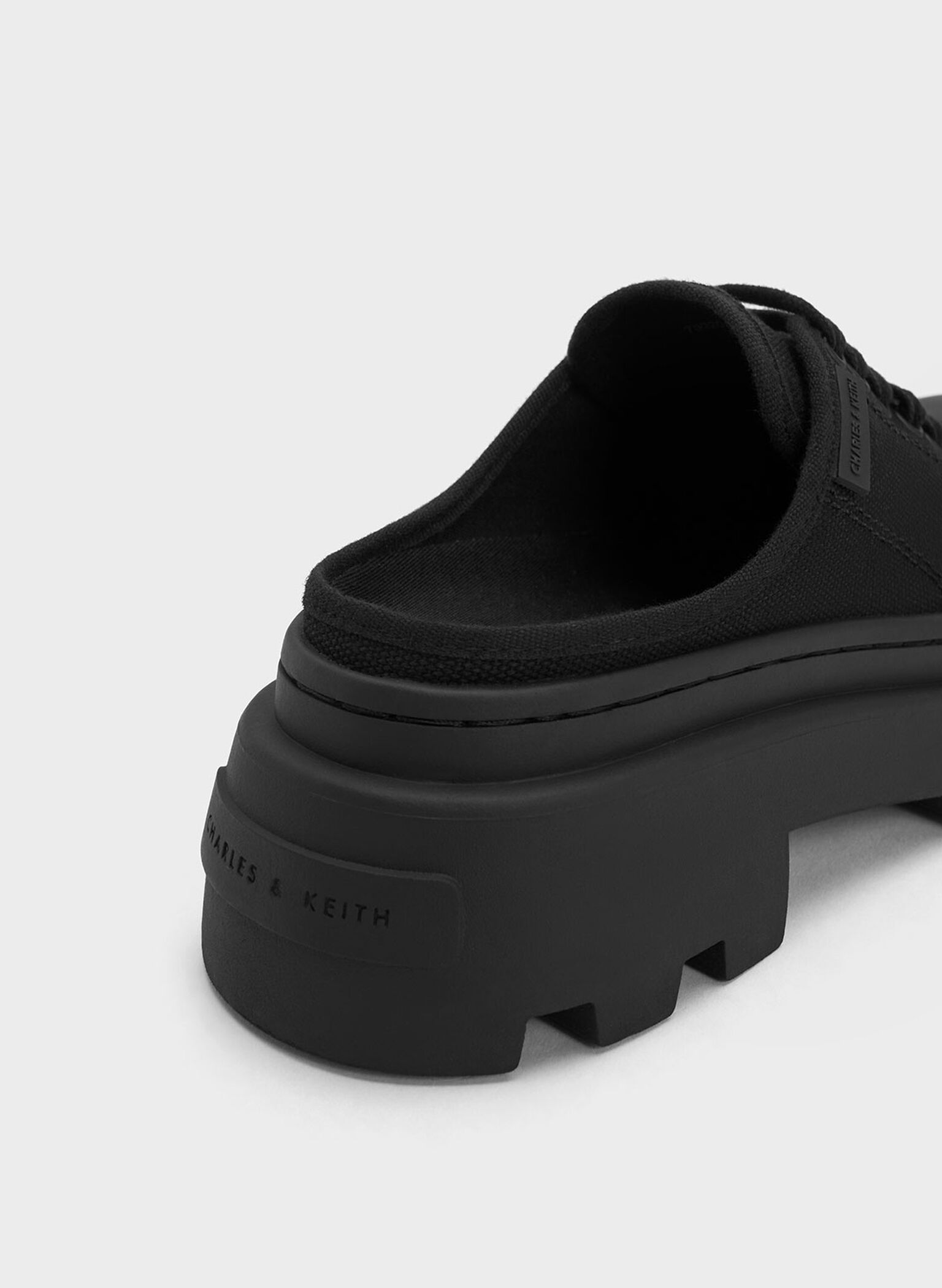 Canvas Backless Sneakers, Black, hi-res