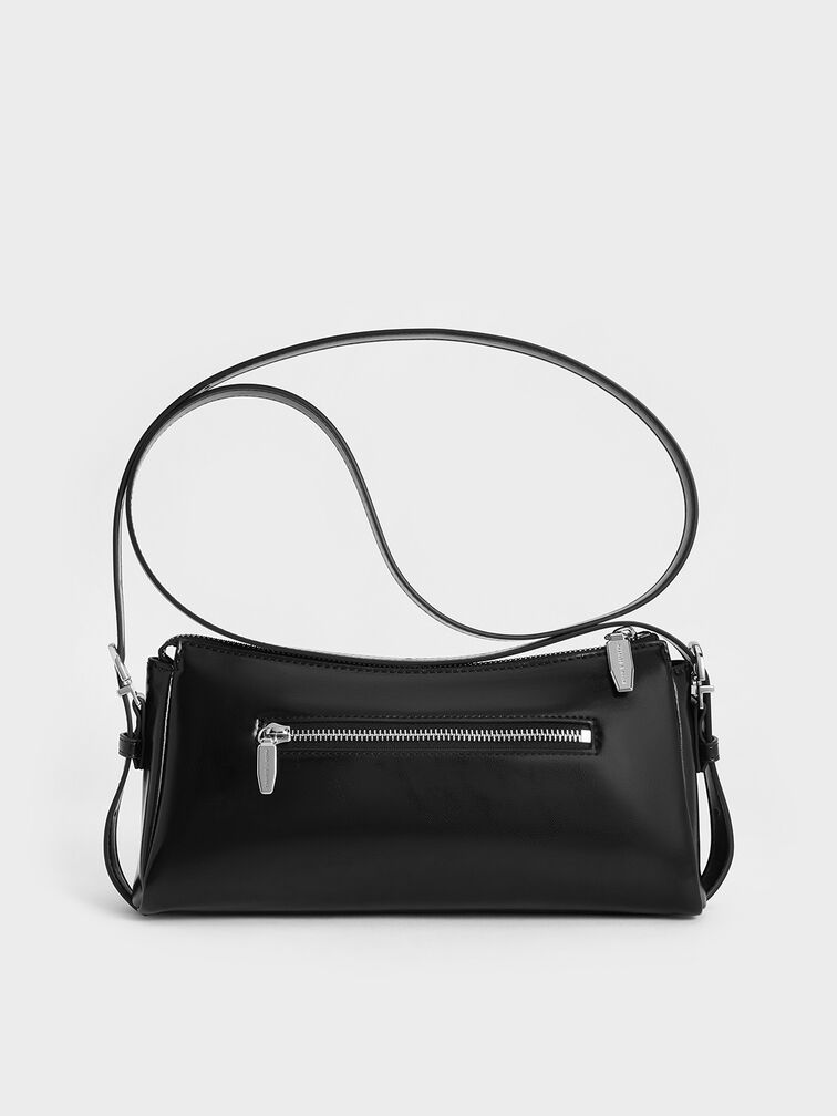 Rachel Elongated Front-Pocket Chain-Handle Bag, Noir, hi-res