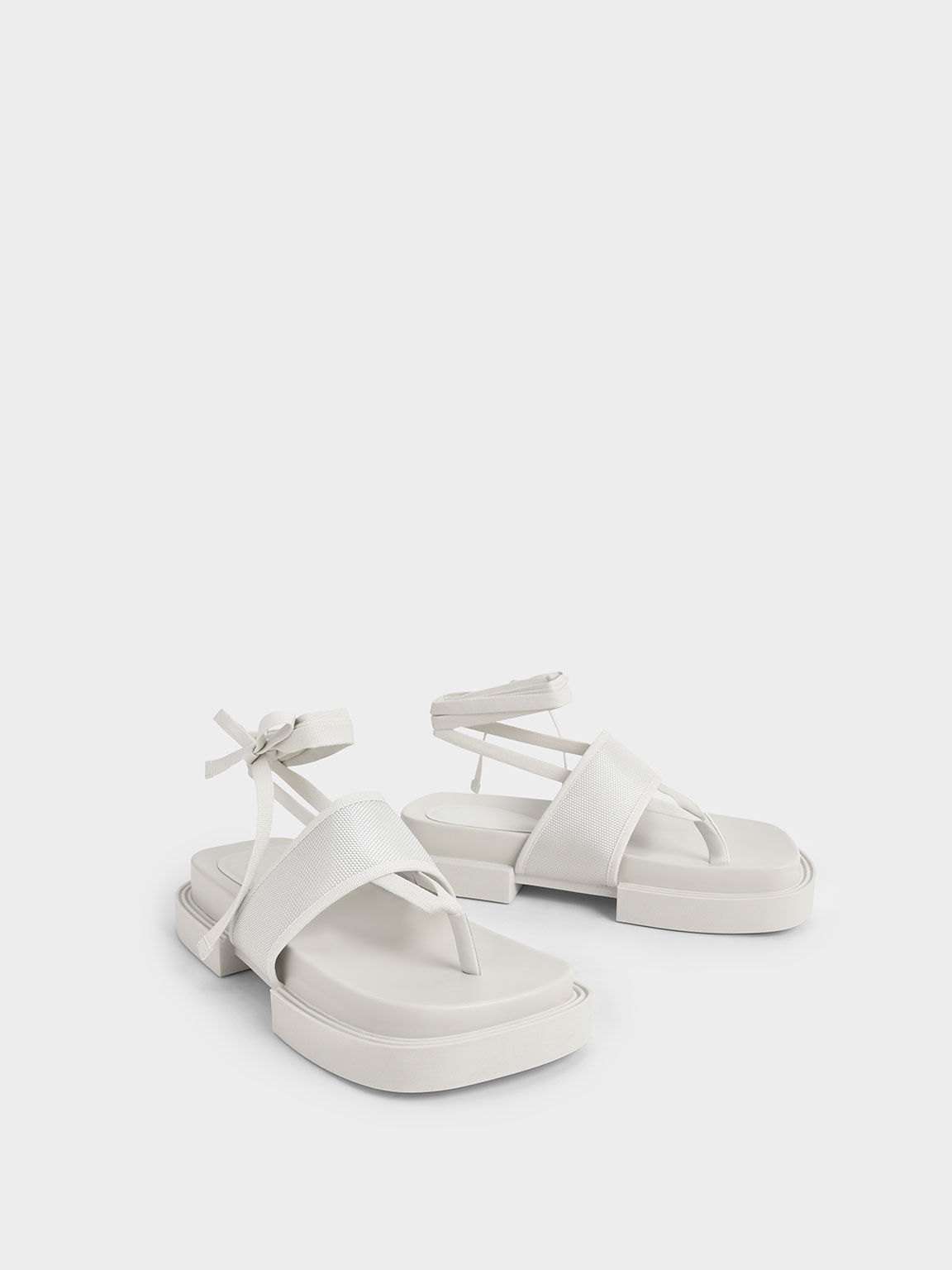 Alex Recycled Polyester Tie-Around Thong Sandals, Charles & Keith 
