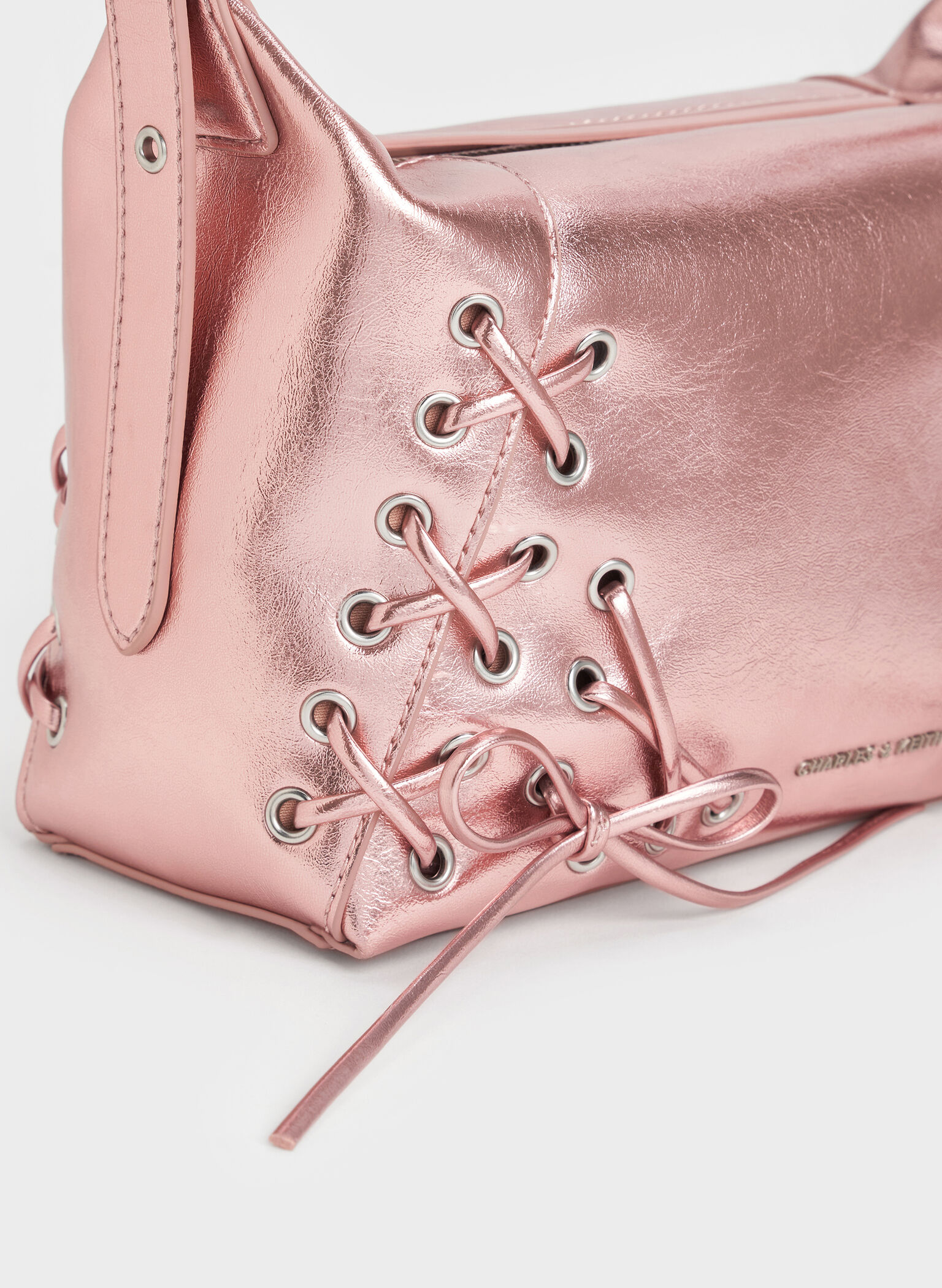 Xylia Grommet Lace-Up Shoulder Bag, Aura Pink, hi-res