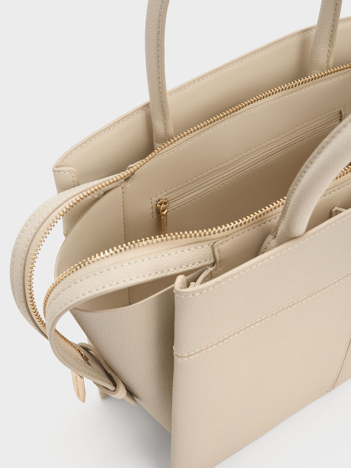 Anwen Trapeze Top Handle Bag Beige