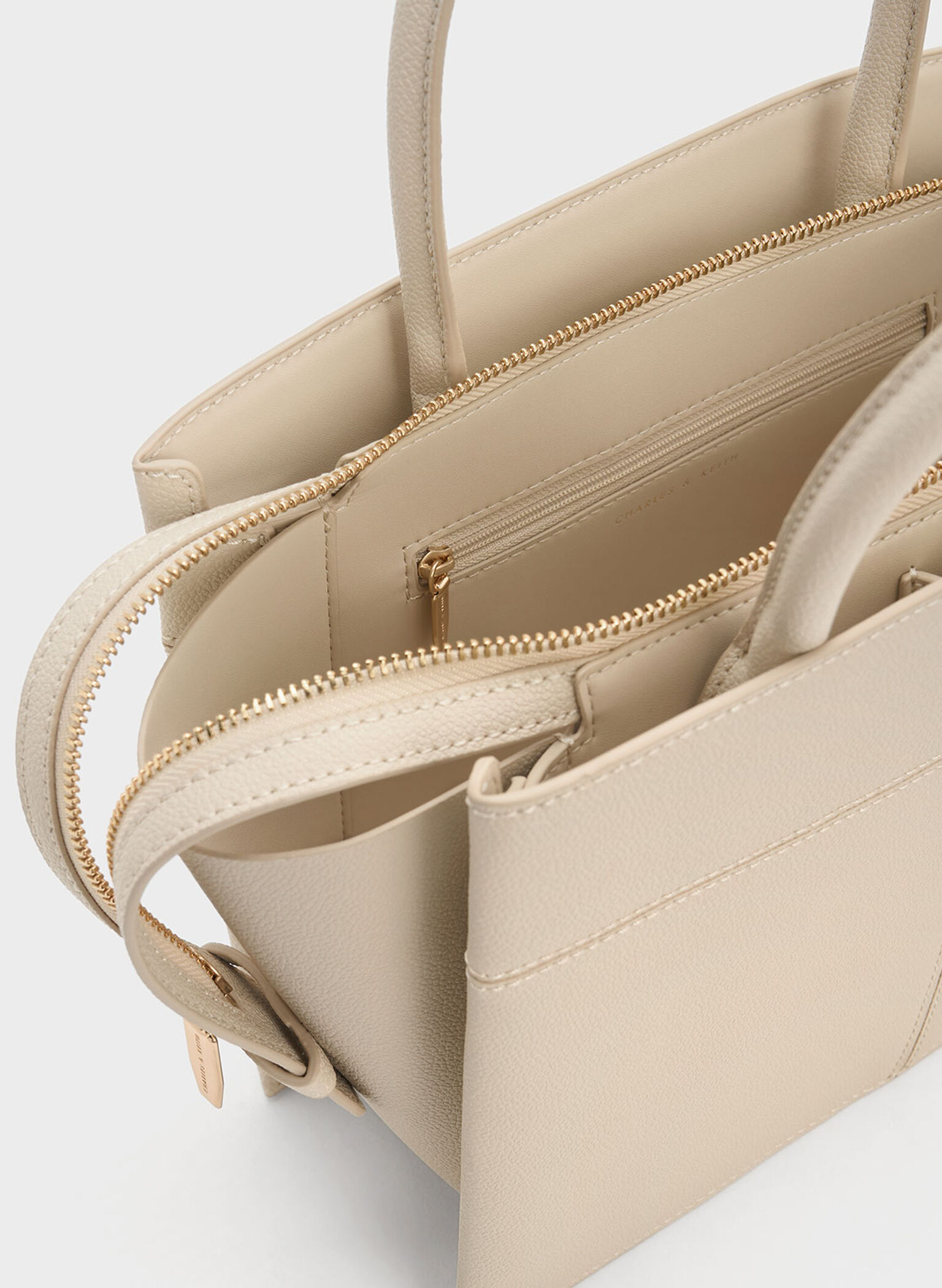 Anwen Trapeze Top Handle Bag, Beige, hi-res