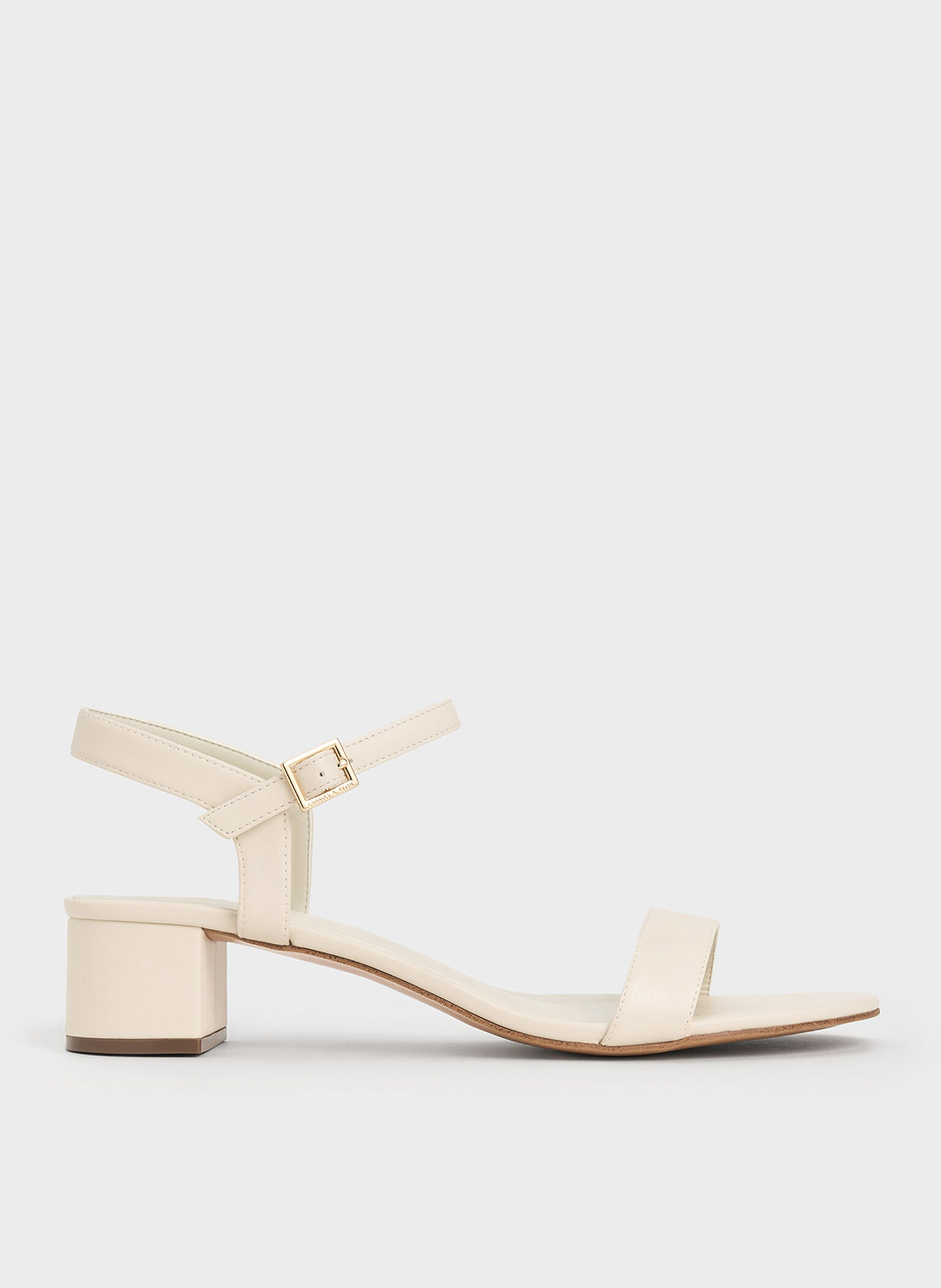 Block Heel Ankle-Strap Sandals, White, hi-res