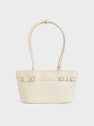Sloane Elongated-Handle Shoulder Bag, Cream, hi-res