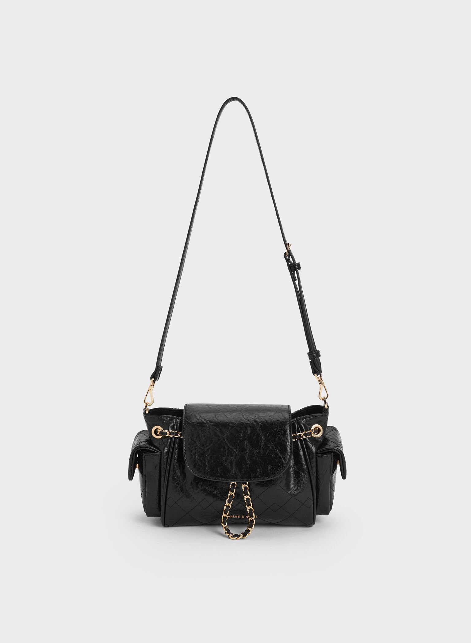 Duo Quilted Two-Way Front Flap Backpack, Black, hi-res