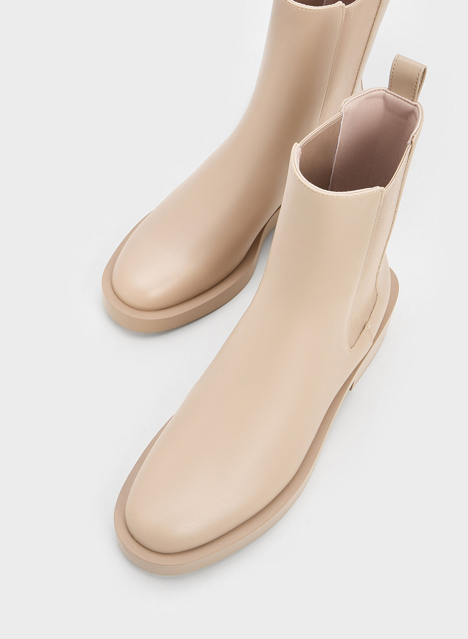 Pull-Tab Chelsea Boots, Beige, hi-res