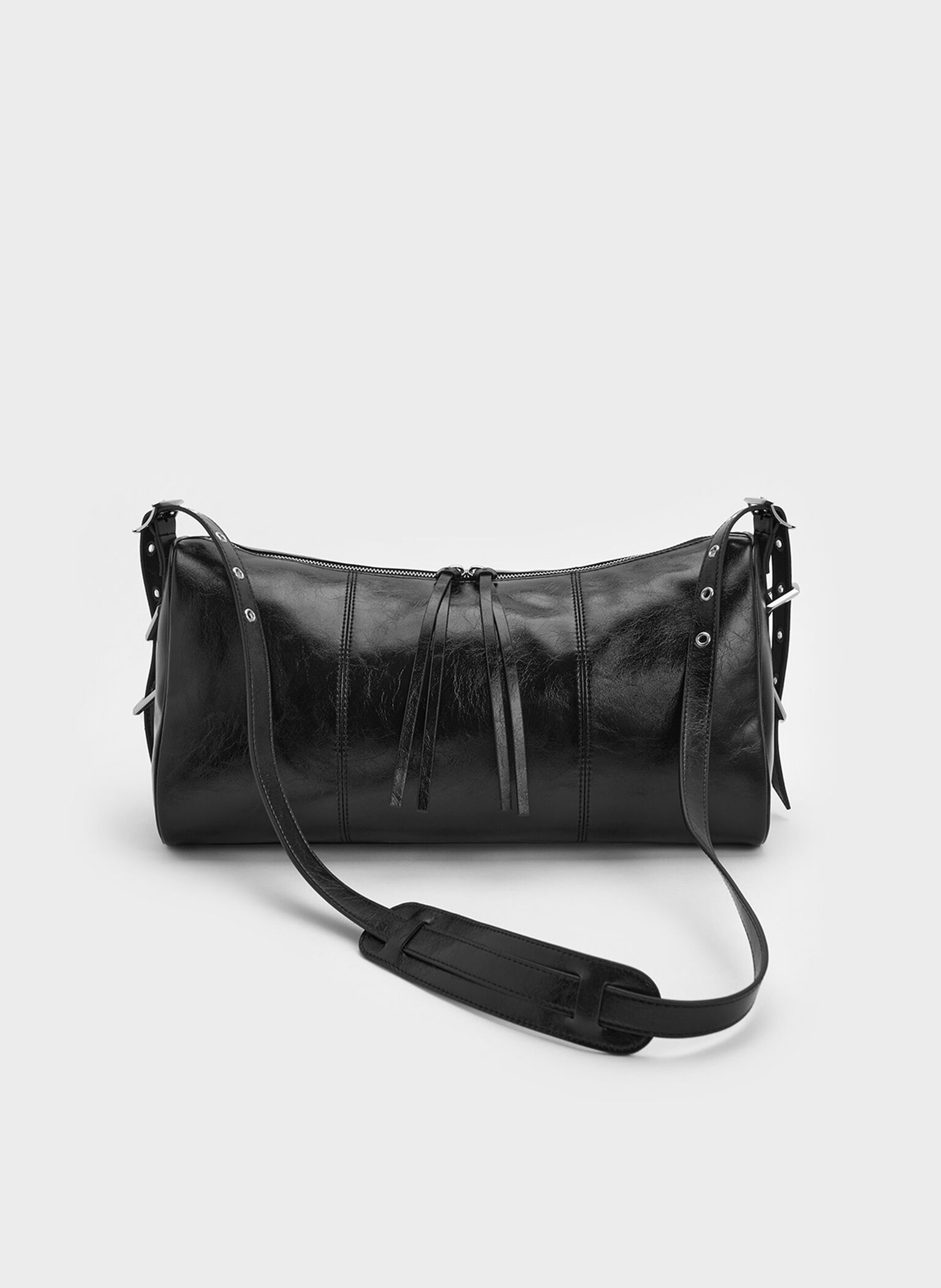 Bryna Panelled Grommet-Strap Crossbody Bag, Noir, hi-res