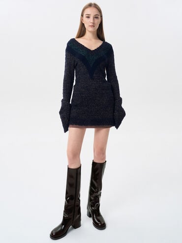 Louise Side-Zip Knee-High Boots, Dark Brown, hi-res