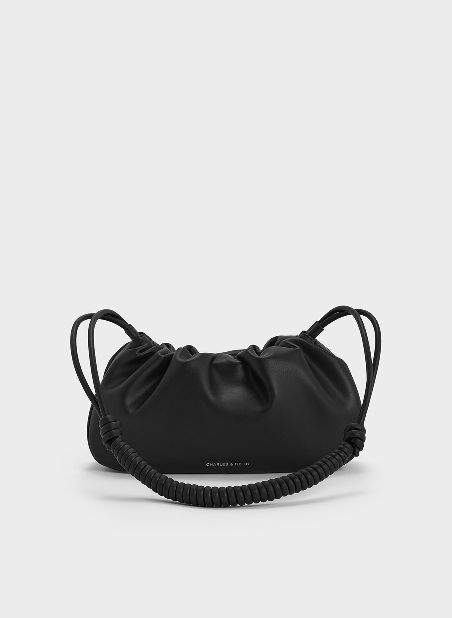 Lorelai Ruched Knotted-Strap Shoulder Bag, Noir, hi-res