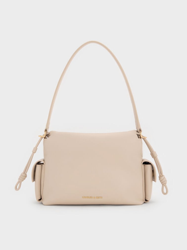 Khai Ruched-Flap Side-Pocket Top Handle Bag, Oat, hi-res