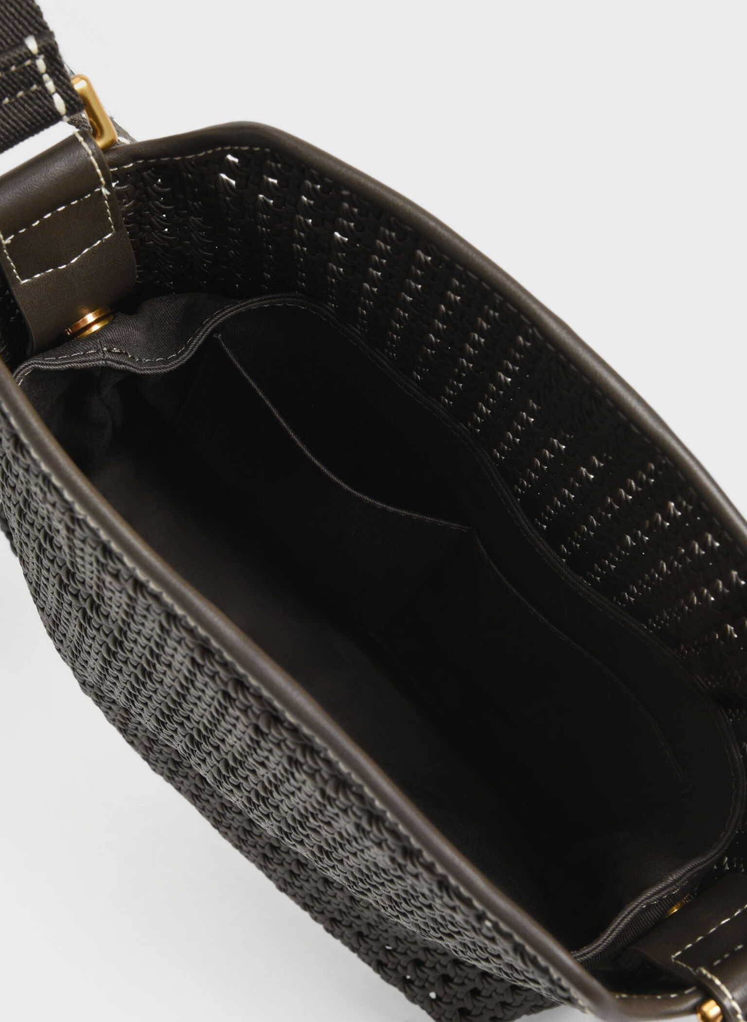 Cecily Woven Large Shoulder Bag, Dark Moss, hi-res
