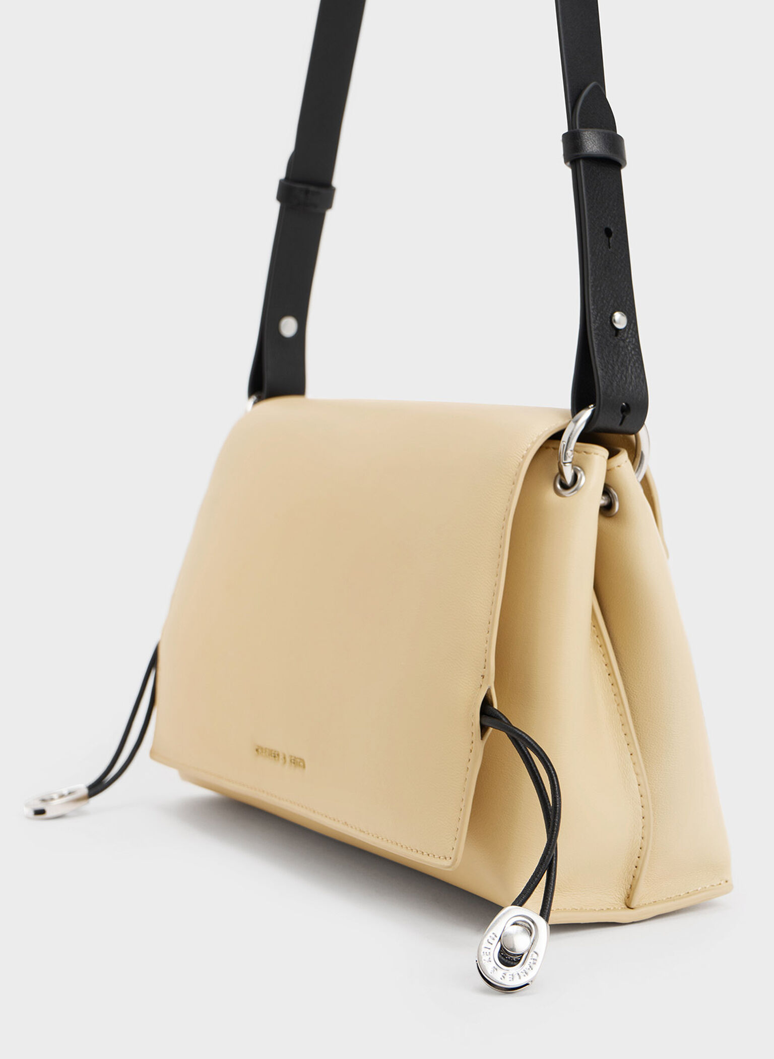 Nina Leather Padded Handle Bag, Beige, hi-res