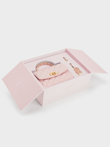 Gift Set: Cressida Quilted Top Handle Bag With Bag Charms, Cotton Candy Pink, hi-res