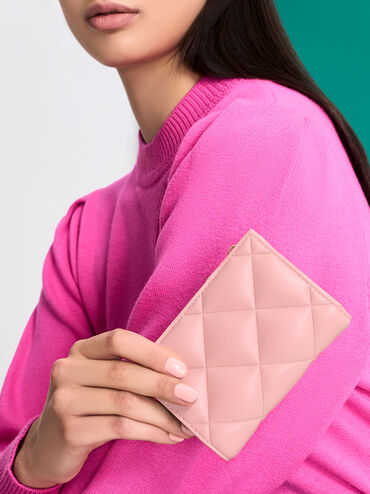 Gemma Quilted Card Holder, Light Pink, hi-res