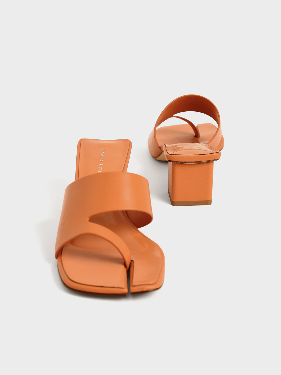 Cut-Out Thong Sandals, Orange, hi-res