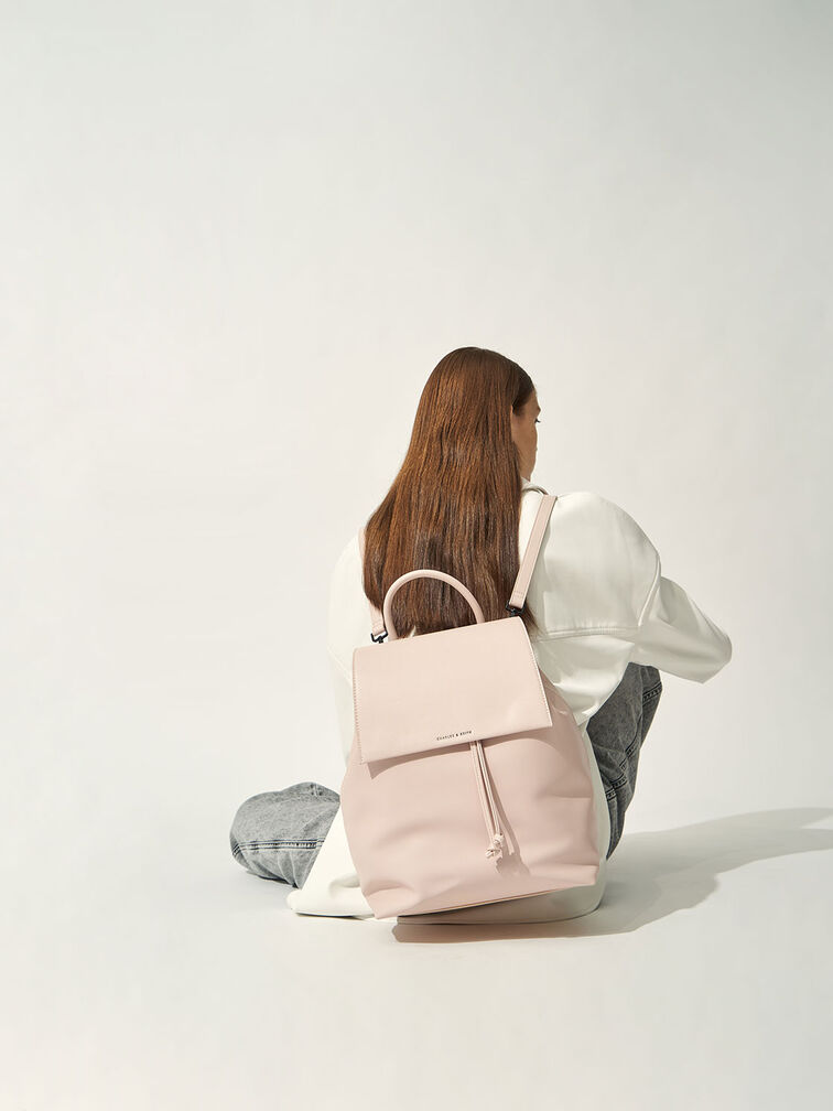 Drawstring Backpack, Pink, hi-res
