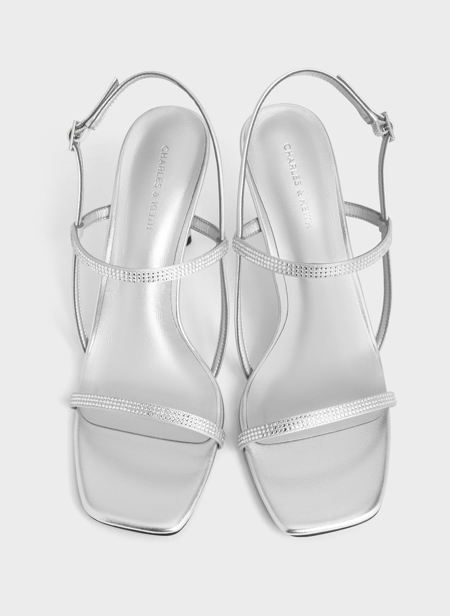 Arona Metallic Crystal-Embellished Stiletto-Heel Sandals, Silver, hi-res