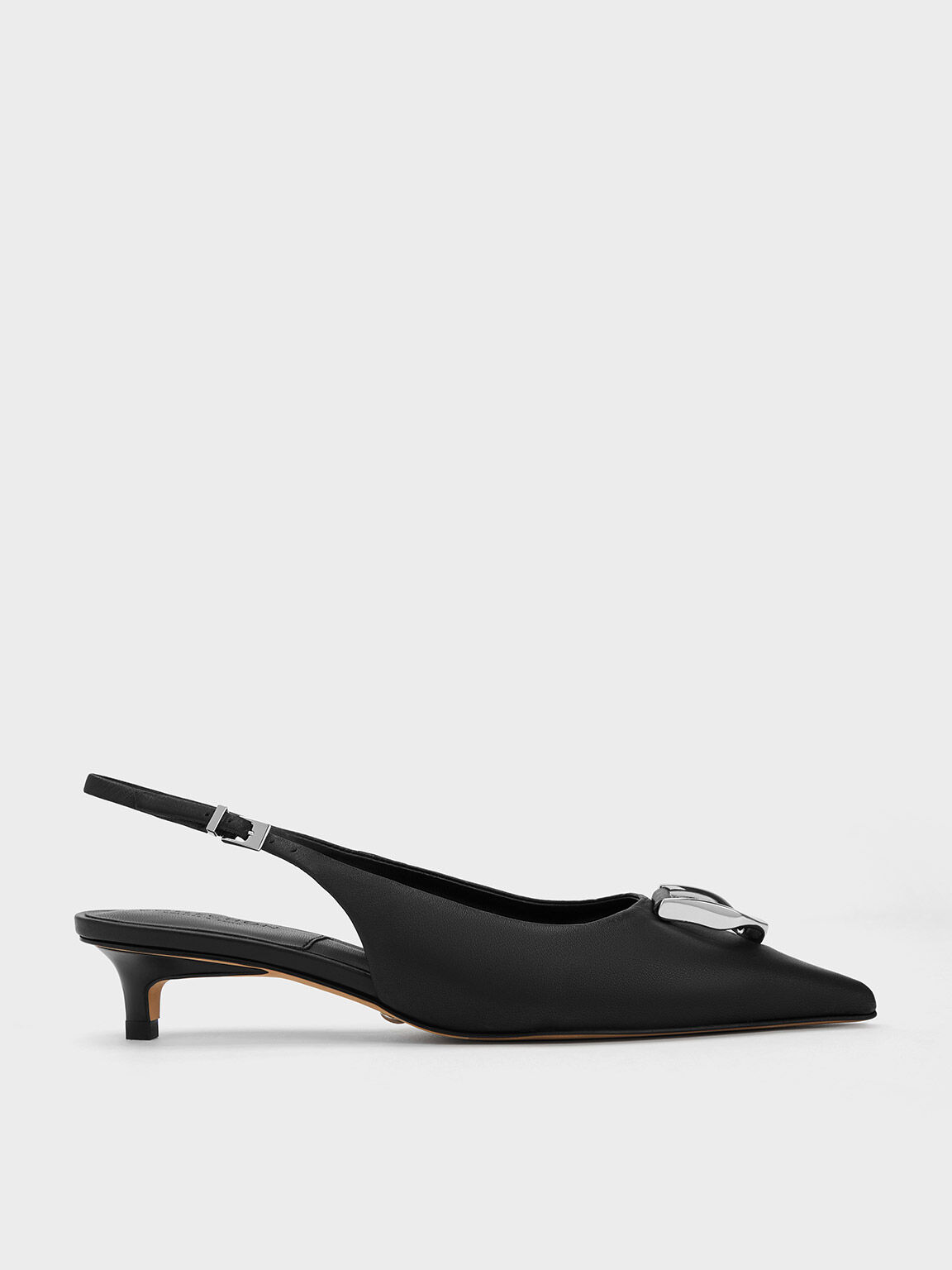 Gabine Leather Slingback Pumps Black