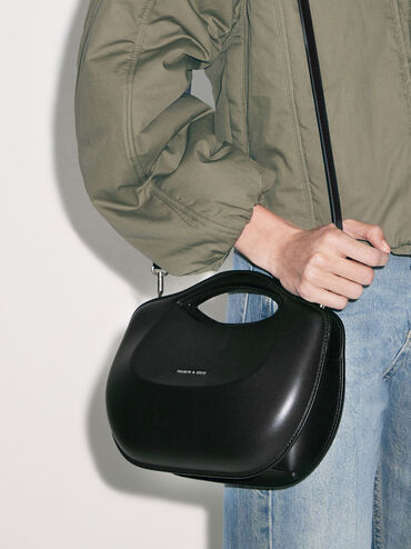 Cocoon Curved Handle Bag, Noir, hi-res