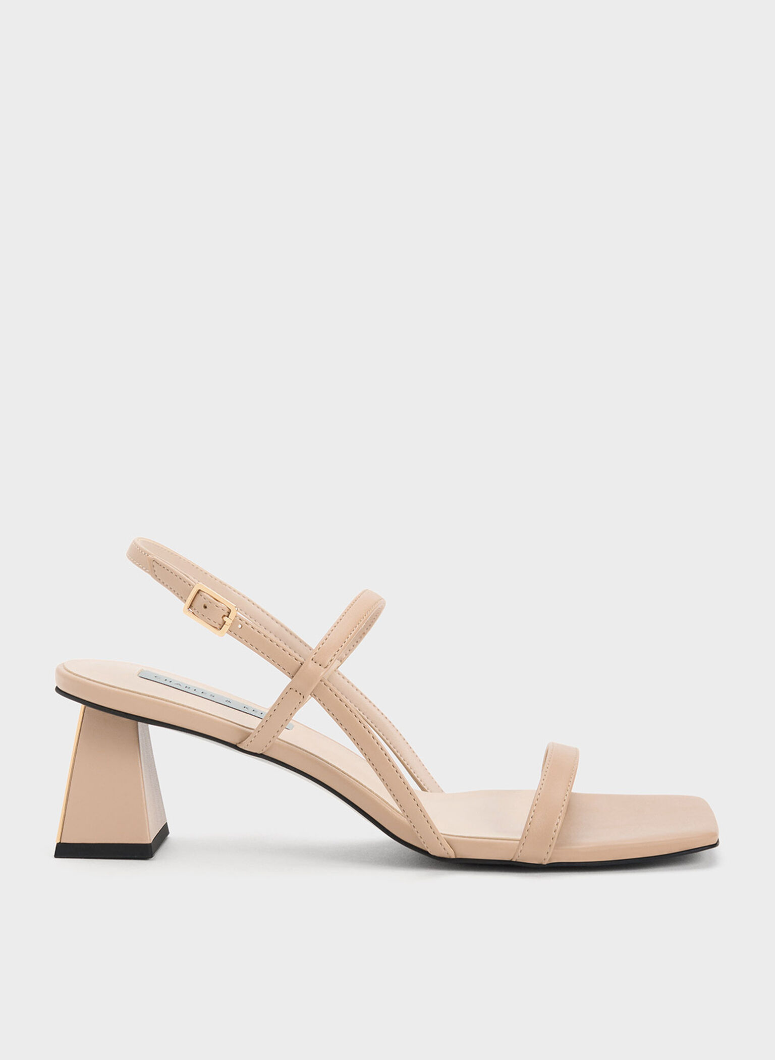 Square-Toe Strappy Sandals, Beige, hi-res