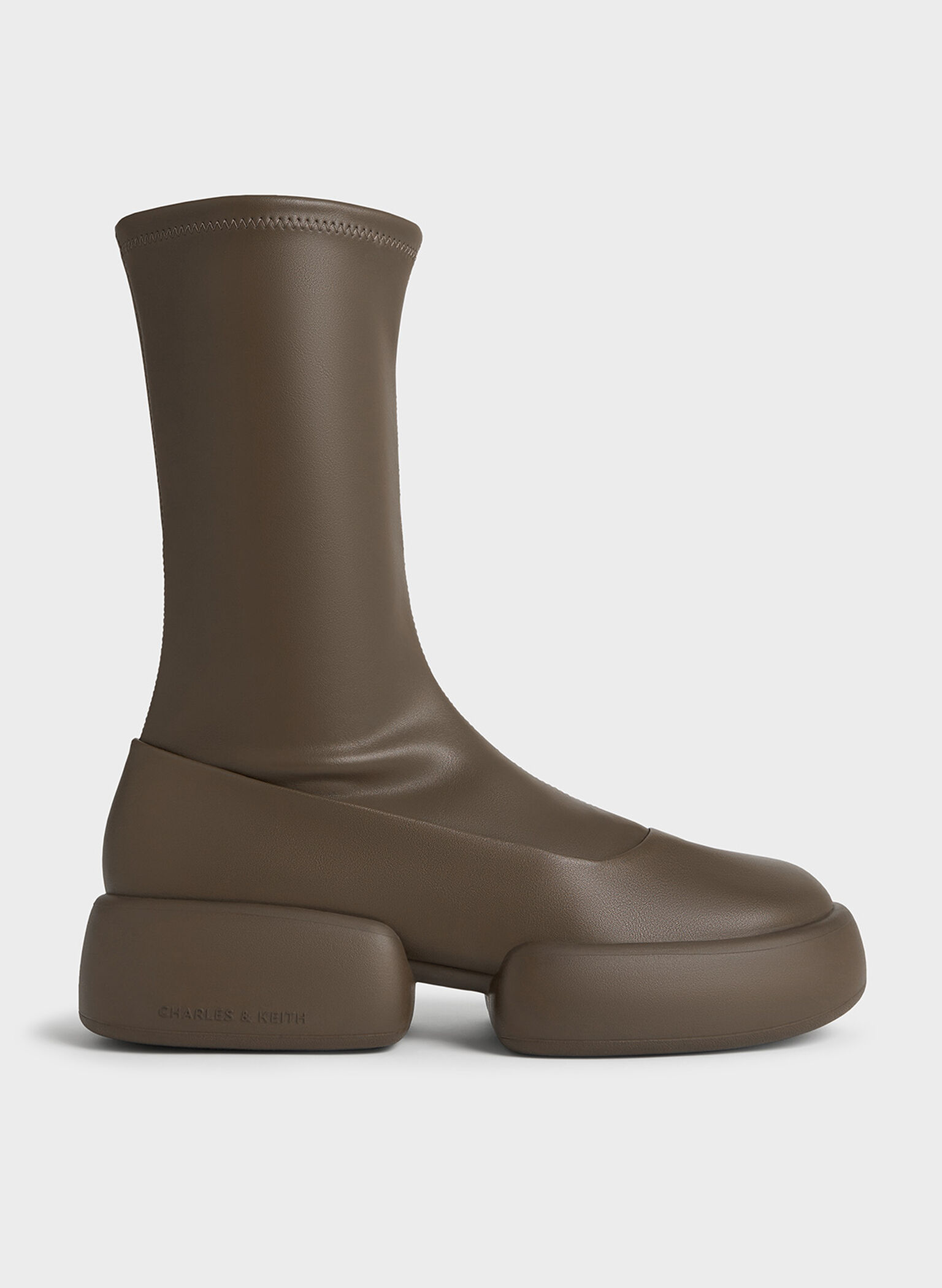 Jamie Side-Zip Platform Calf Boots, Dark Brown, hi-res