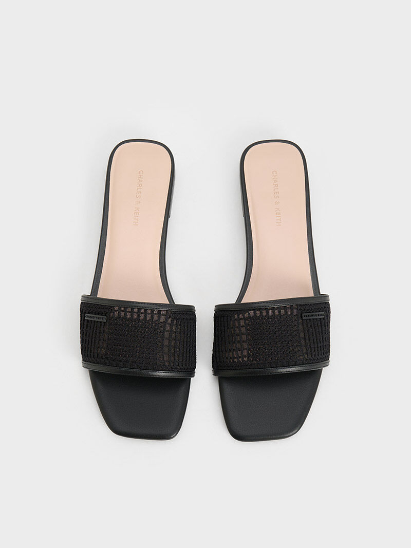 Flat black slide sandals clearance