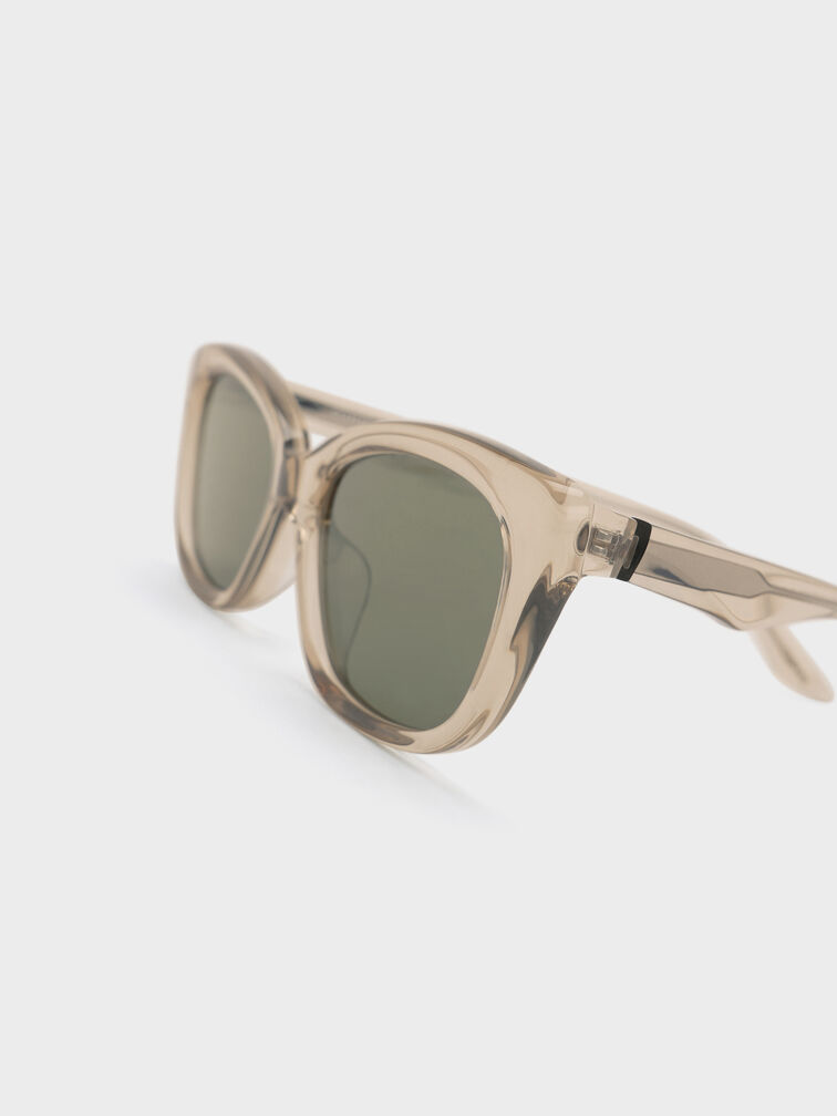 Maeva Recycled Acetate Cat-Eye Sunglasses, Beige, hi-res