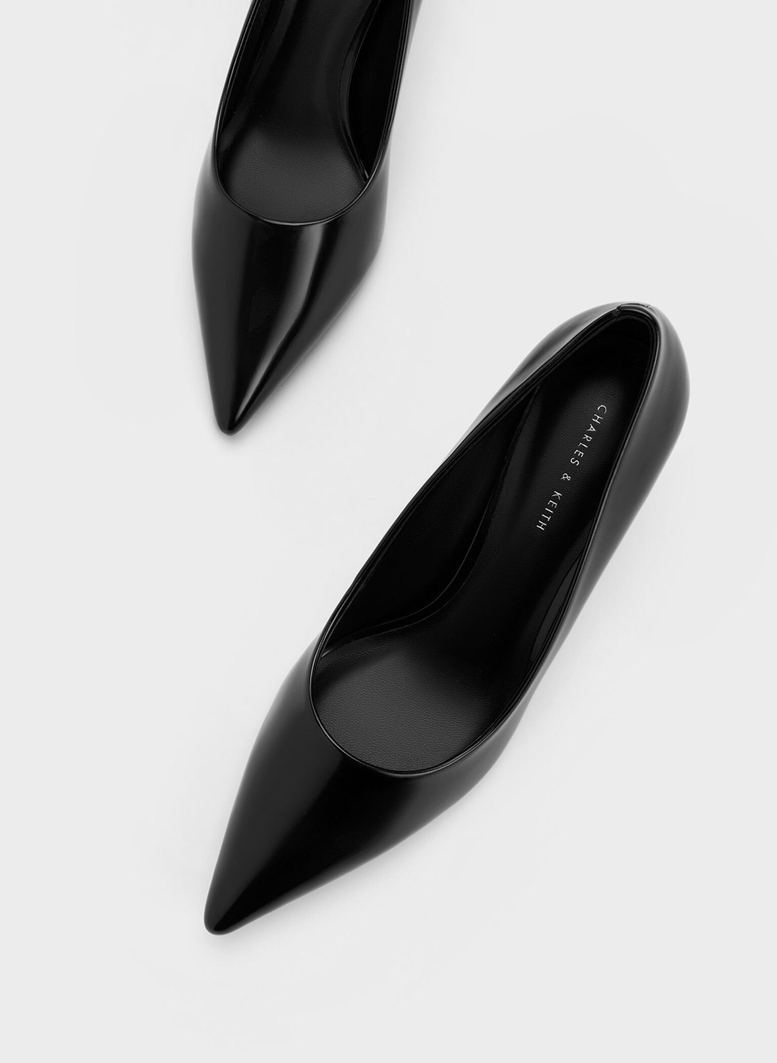 Pointed-Toe Flared Pumps, Black Box, hi-res