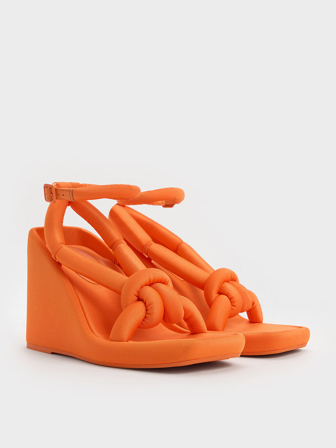 Orange Toni Knotted Puffy Strap Wedges CHARLES KEITH UK