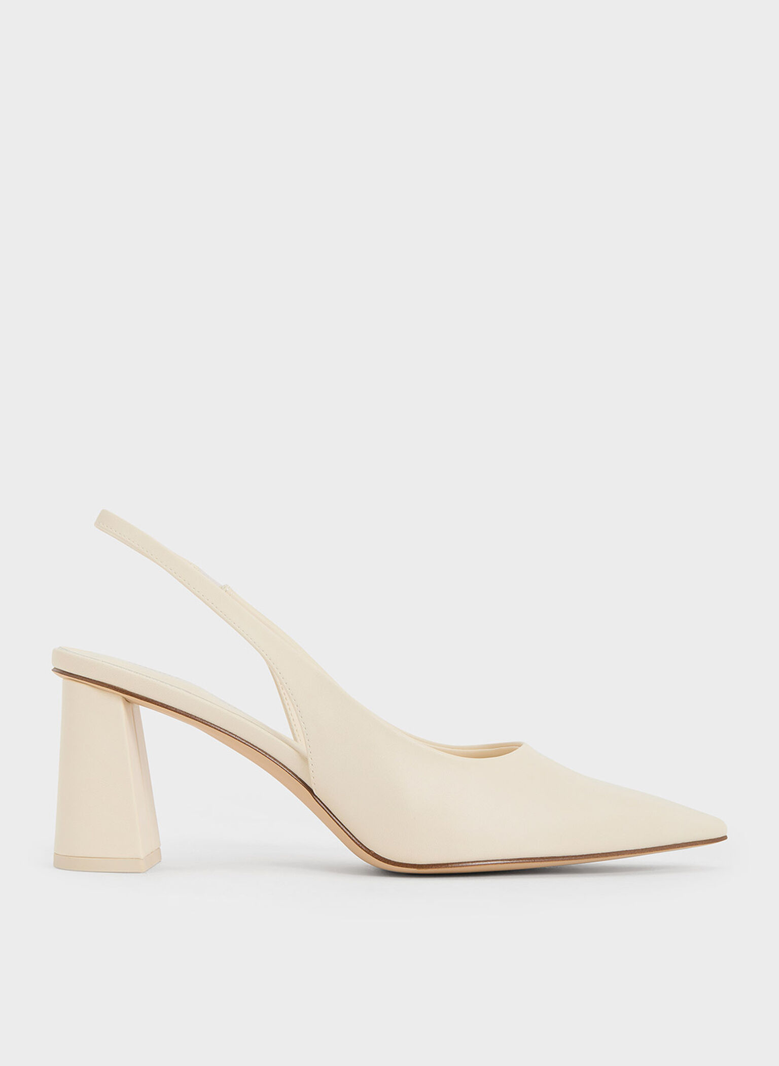Teagan Elastane Trapeze Heel Slingback Pumps, Chalk, hi-res