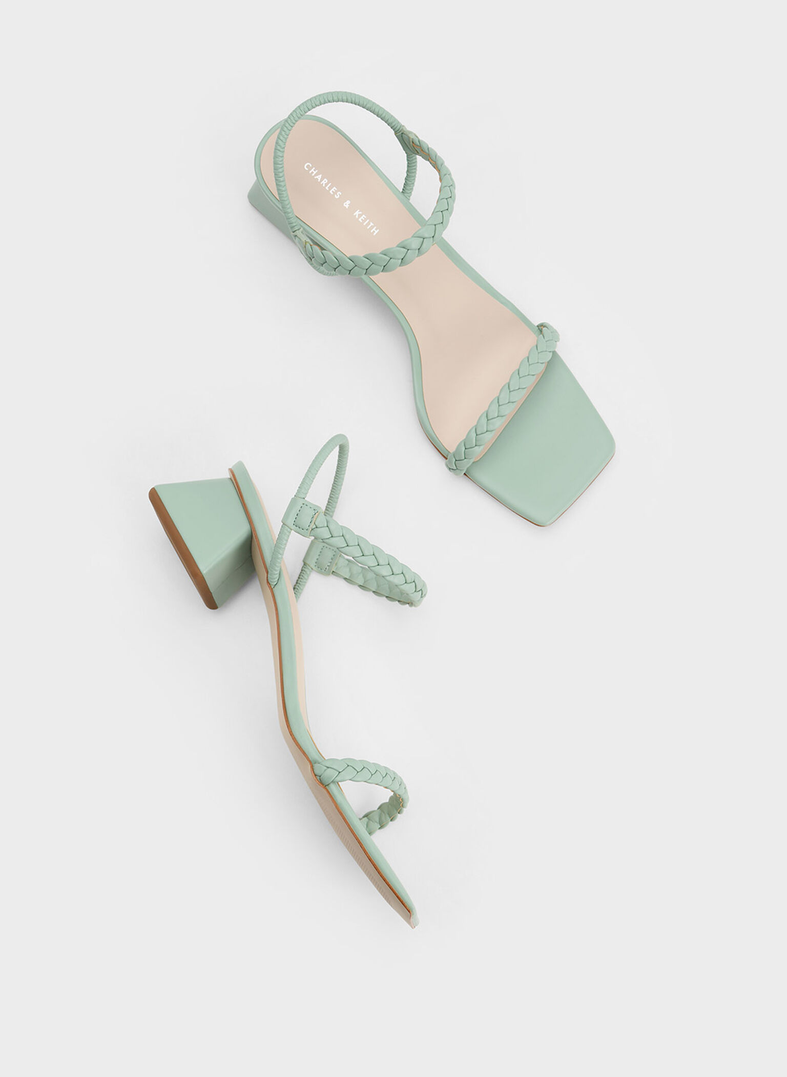 Braided Back Strap Sandals, Mint Green, hi-res