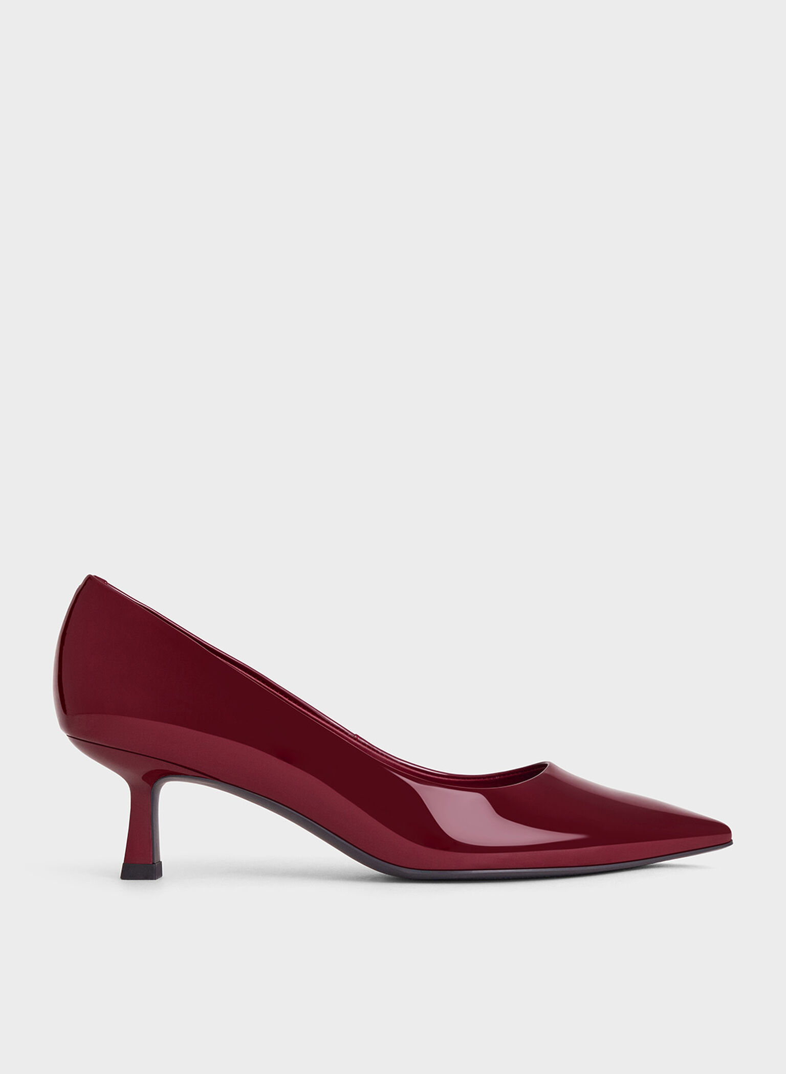 Emmy Patent Pointed Kitten Heel Pumps, Red, hi-res