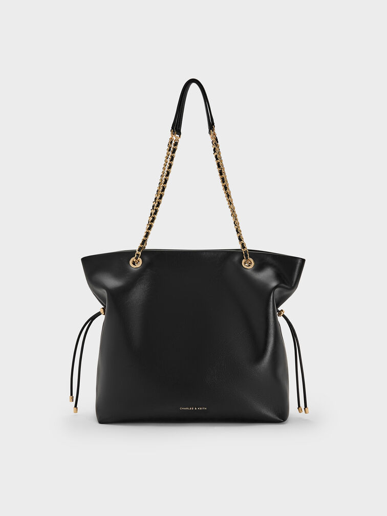 Arya Braided-Strap Double-Handle Tote Bag, Black, hi-res