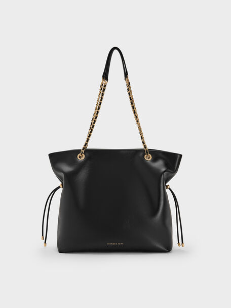Arya Braided-Strap Double-Handle Tote Bag, Black, hi-res
