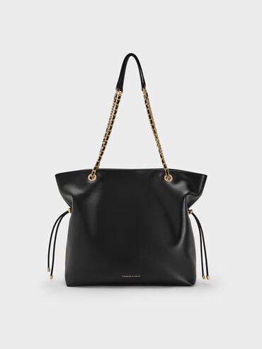 Arya Braided-Strap Double-Handle Tote Bag, Black, hi-res