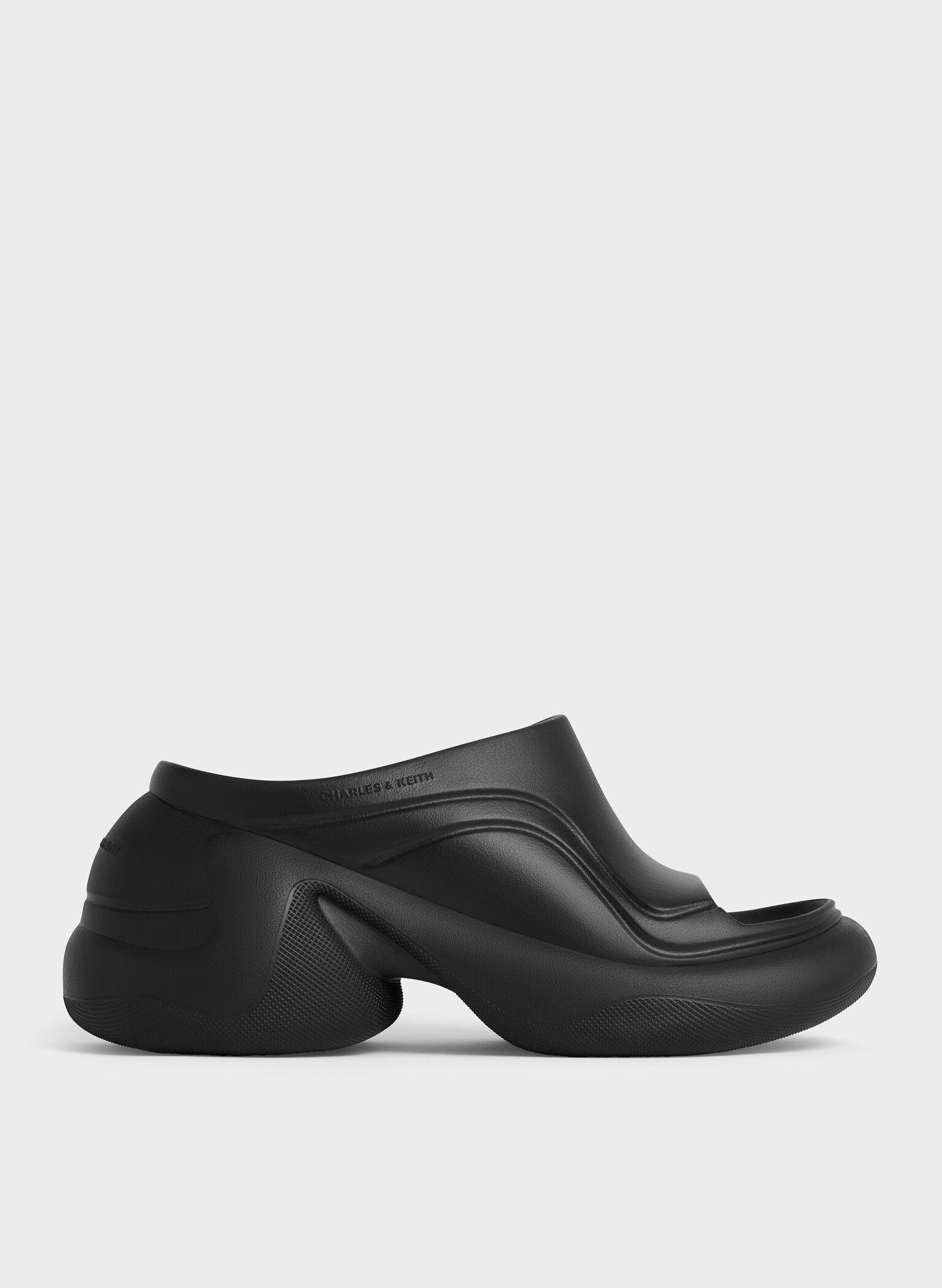 Eva Sculptural Platform Sandals, Black, hi-res