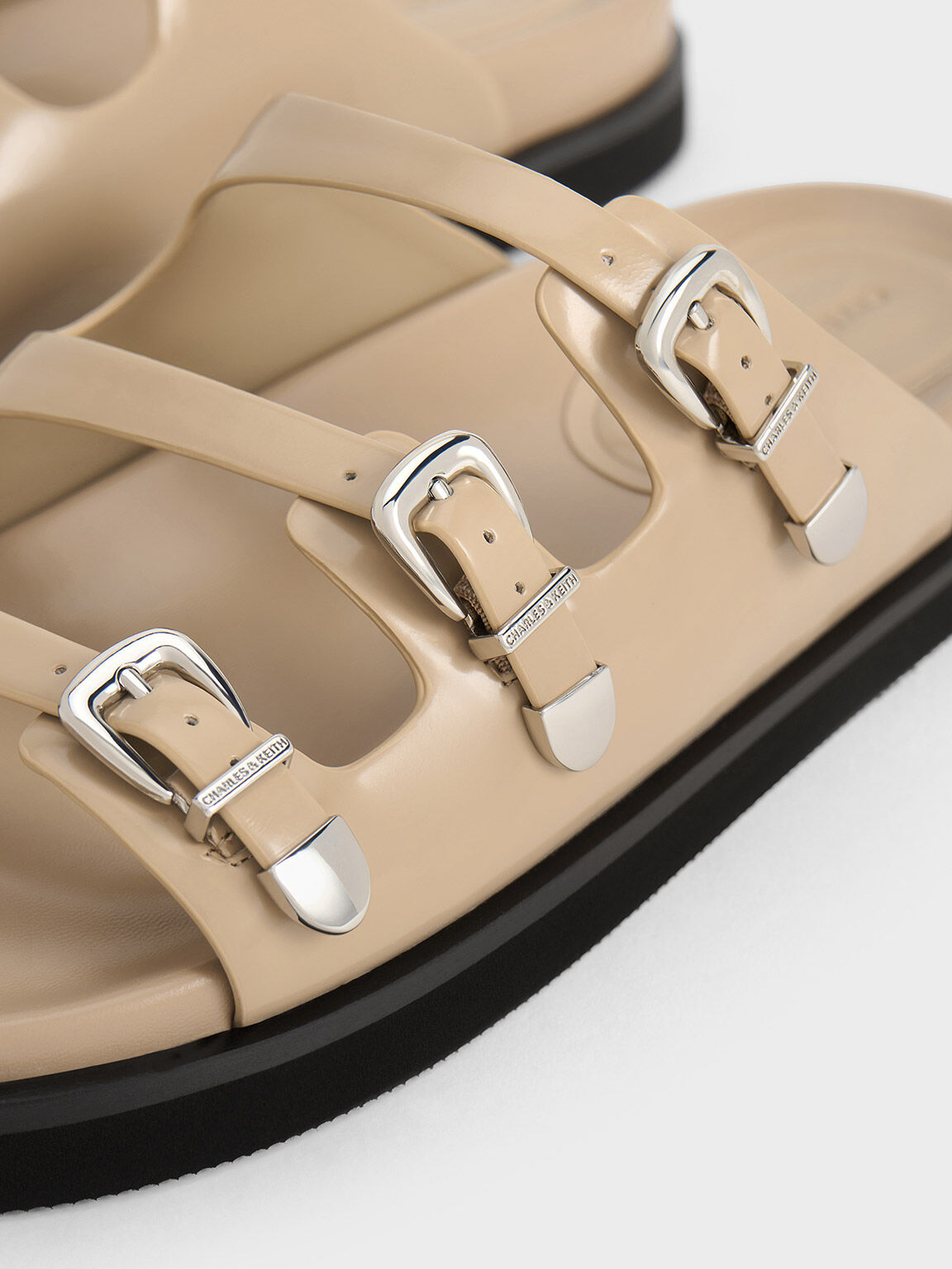 Buckled Triple Strap Sandals Sand