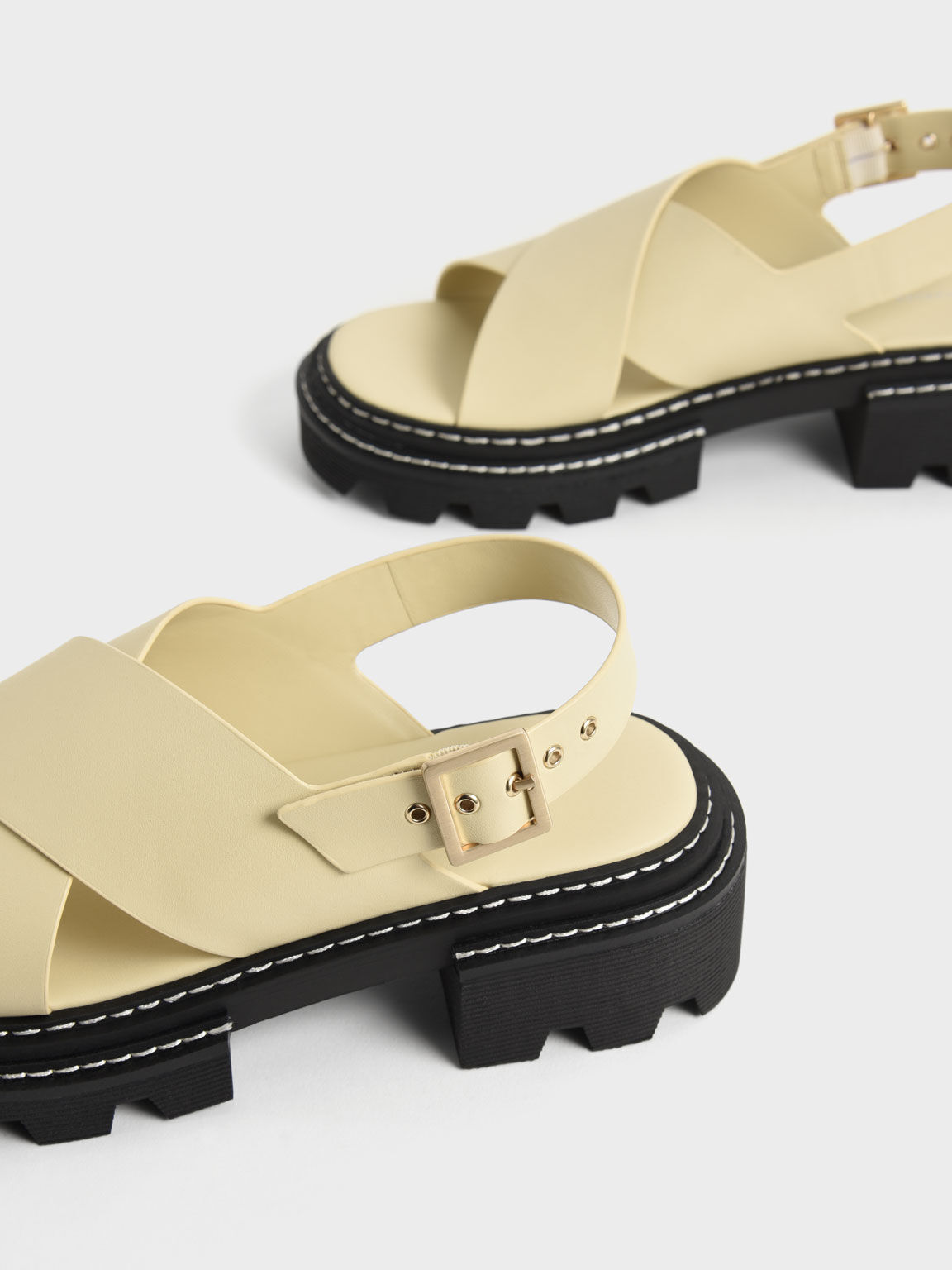 Perline Crossover Slingback Sandals Yellow