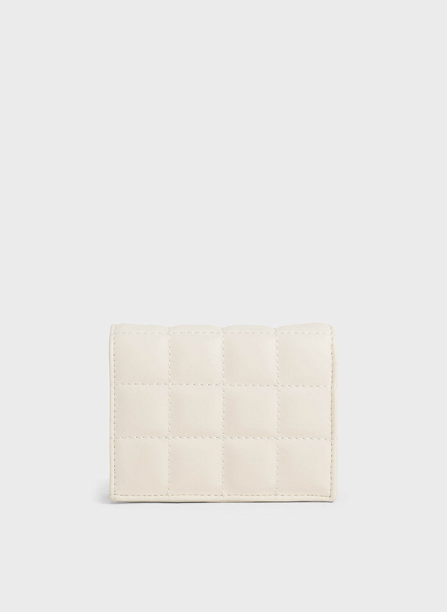 Cassia Quilted Chain-Handle Mini Wallet, Cream, hi-res