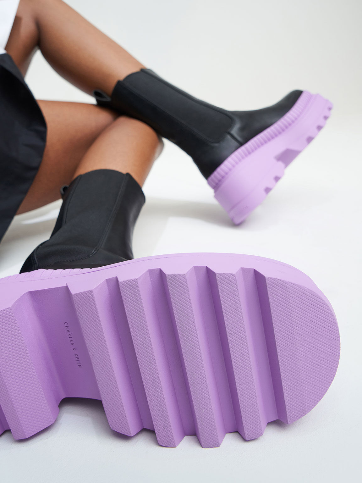 Rhys Coloured Sole Chelsea Boots​, Purple, Charles & Keith