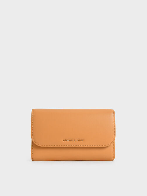 Magnetic Front Flap Long Wallet, Pumpkin, hi-res